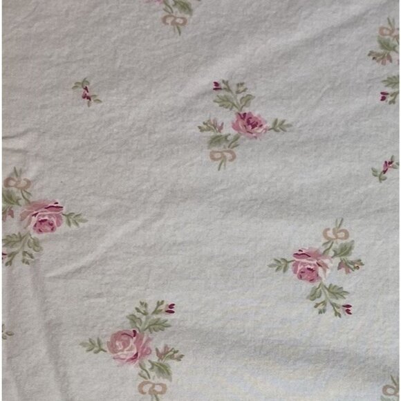 Vtg Simply Shabby Chic Bramble Roses Light Green Pink Flat Sheet King 82" x 100" - Picture 2 of 6